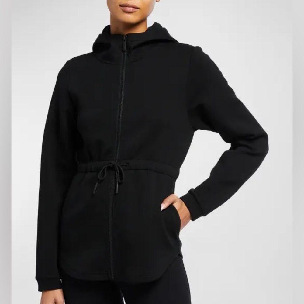 VARLEY Black Sofia Drawstring-Waist Hooded Track Zip Up Jacket